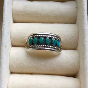 Silver Ring with Turquoise-Colored Stones